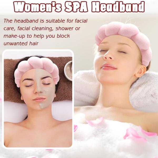 Plush Pink Spa Headband & Wristband Set – Soft, Non-Slip Terry Cloth for Skincare & Makeup