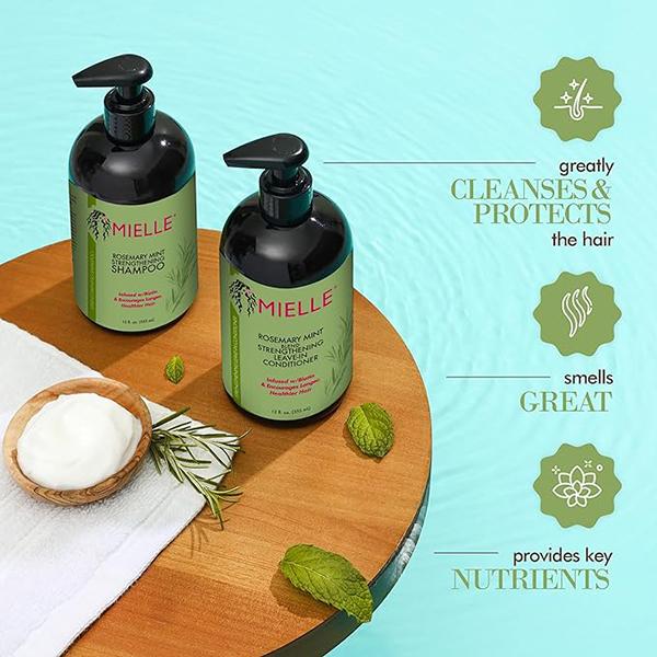 Mielle Rosemary Mint Hair Strengthening Shampoo With Biotin For All Hair Types 355ml